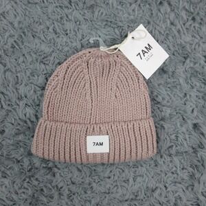 7AM Enfant Chunky Beanie Hat Baby Unisex 0-6M Ash Rose Pink Knit Winter NWT